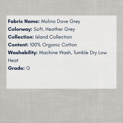 Fabric Swatch - Island Collection: Molino Dove Grey Organic Cotton - Our Boat House