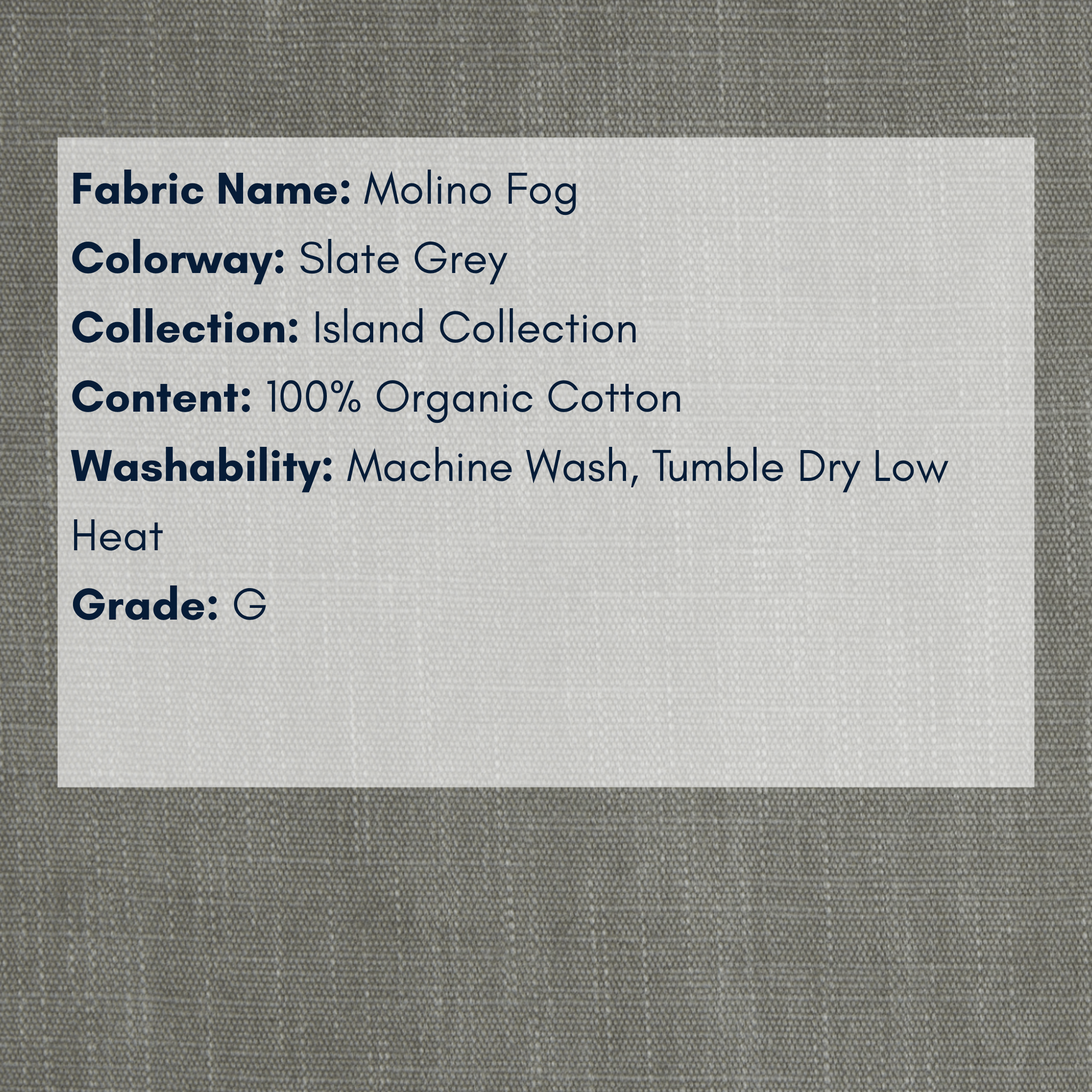Fabric Swatch - Island Collection: Molino Fog Organic Cotton - Our Boat House