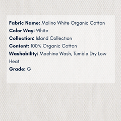Fabric Swatch - Island Collection: Molino White Organic Cotton - Our Boat House