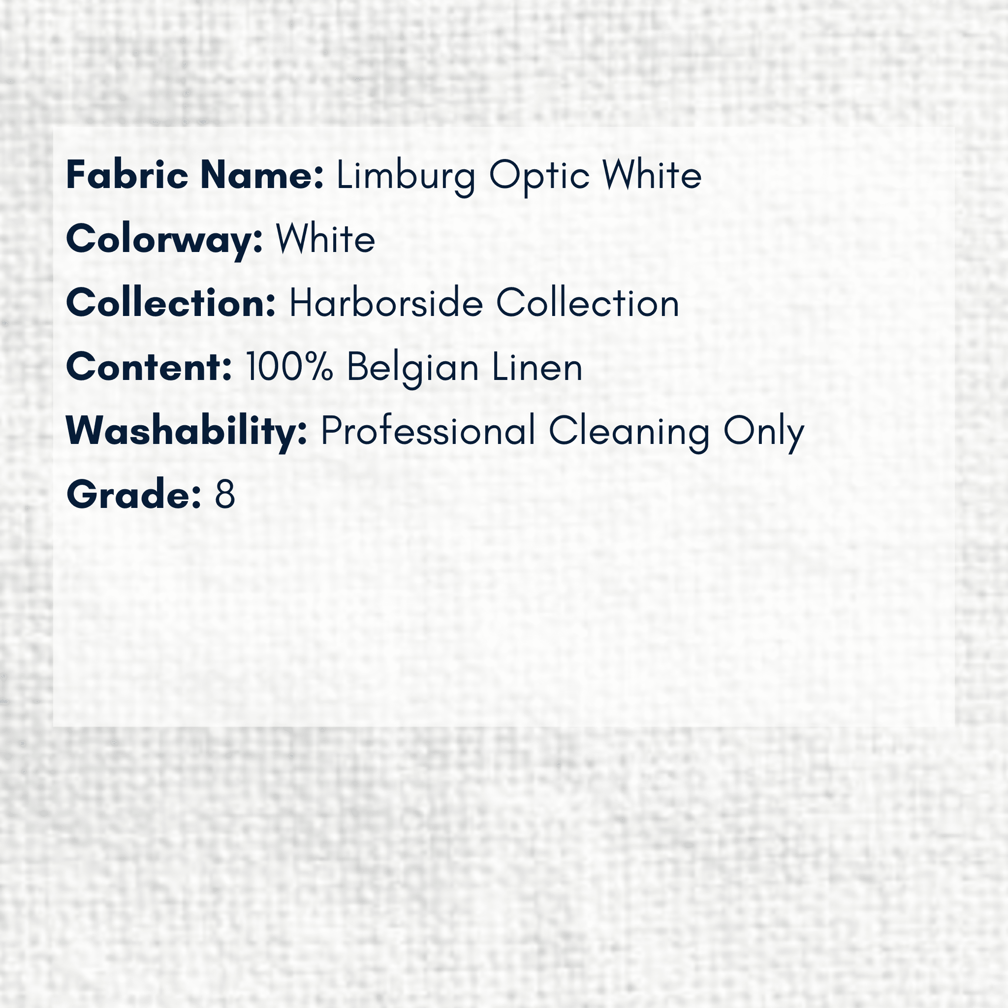 Fabric Swatch: Limburg Optic White - Harborside Collection - coastal inspired home furnishing