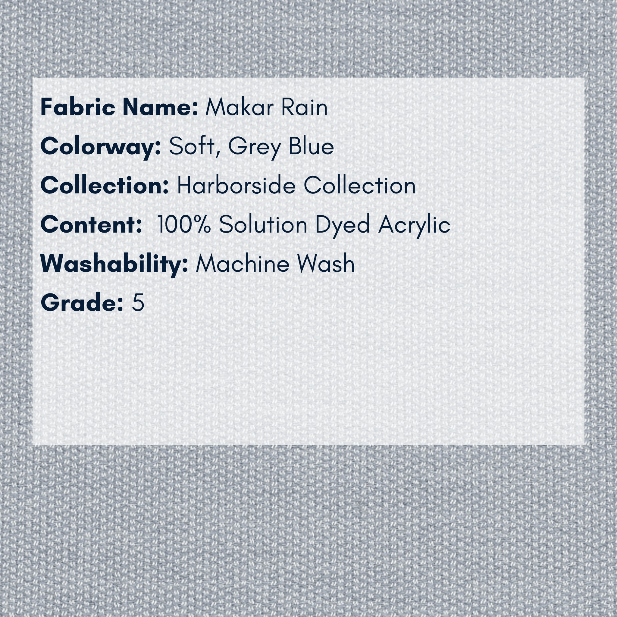 Fabric Swatch: Makar Rain - Harborside Collection - coastal inspired home furnishing