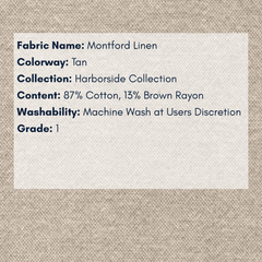 Fabric Swatch: Montford Linen - Harborside Collection - coastal inspired home furnishing