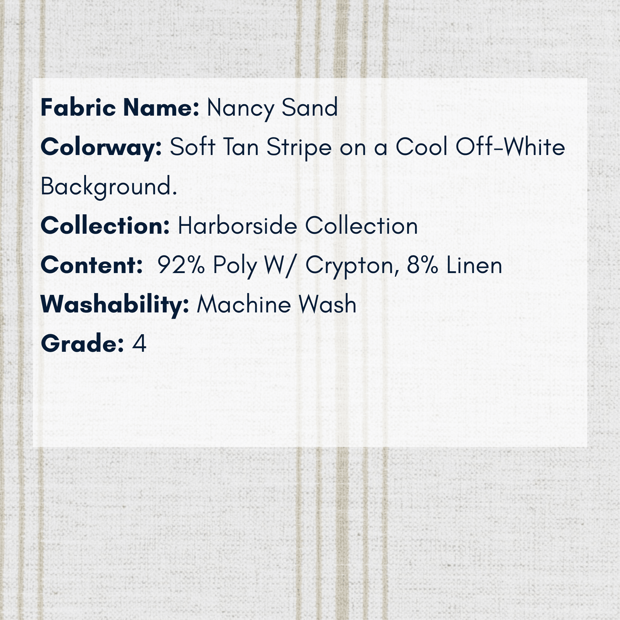 Fabric Swatch: Nancy Sand - Harborside Collection - coastal inspired home furnishing