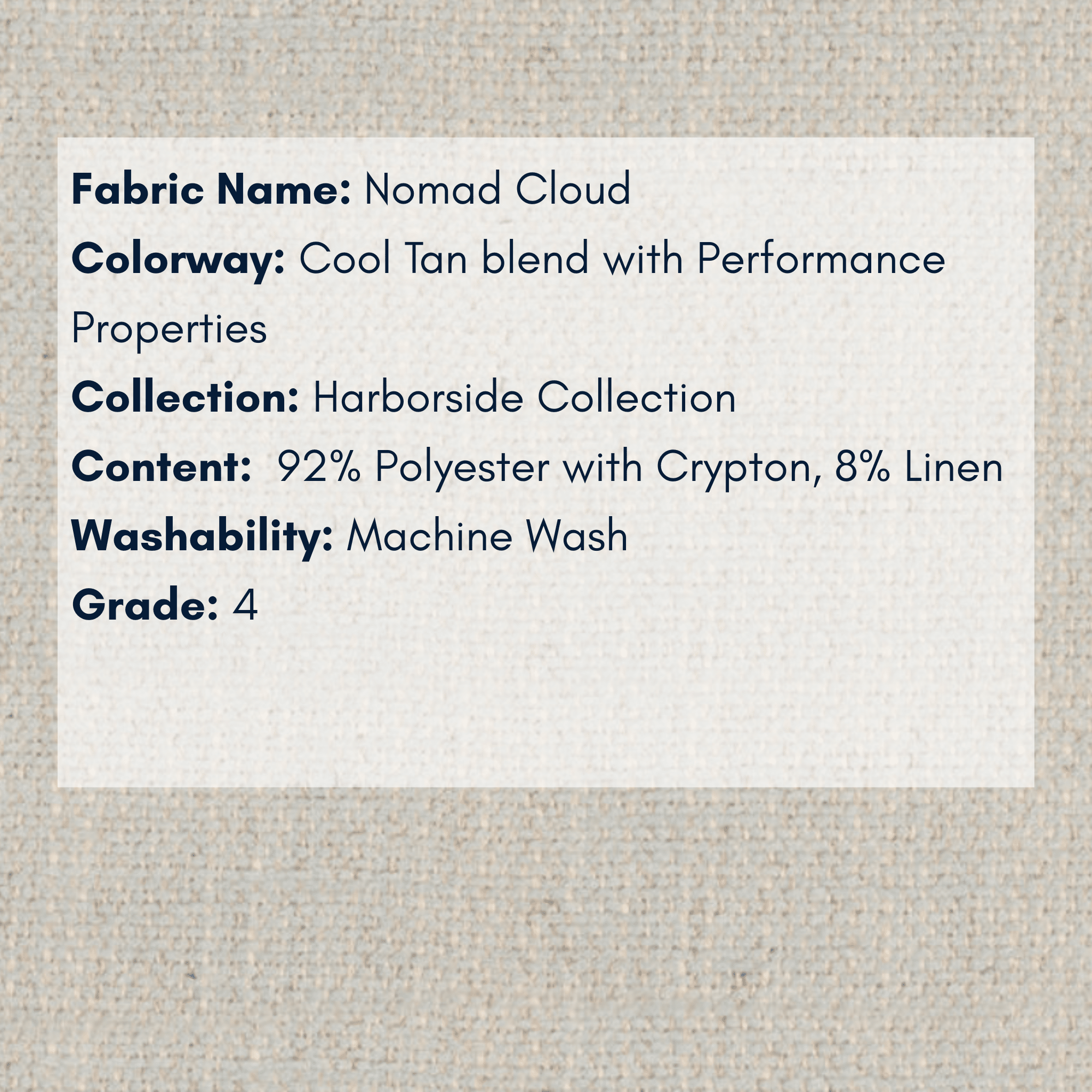 Fabric Swatch: Nomad Cloud - Harborside Collection - coastal inspired home furnishing