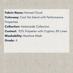 Fabric Swatch: Nomad Cloud - Harborside Collection - coastal inspired home furnishing
