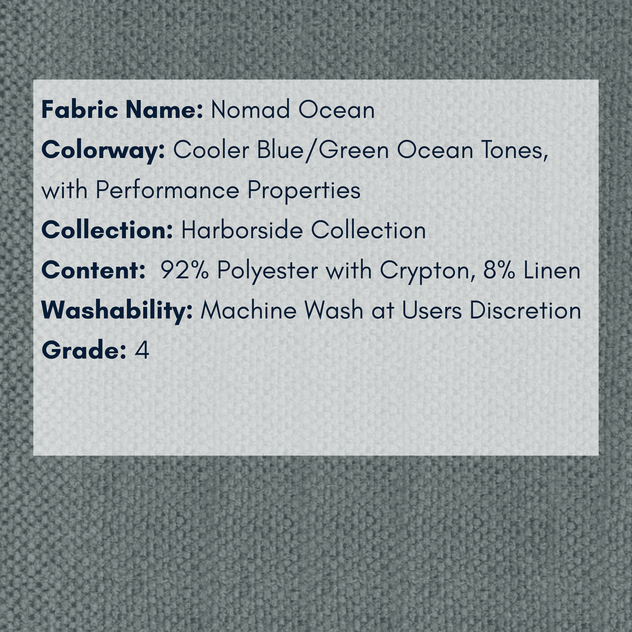 Fabric Swatch: Nomad Ocean - Harborside Collection - coastal inspired home furnishing