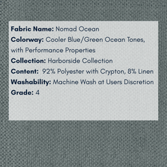 Fabric Swatch: Nomad Ocean - Harborside Collection - coastal inspired home furnishing