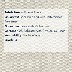 Fabric Swatch: Nomad Snow - Harborside Collection - coastal inspired home furnishing