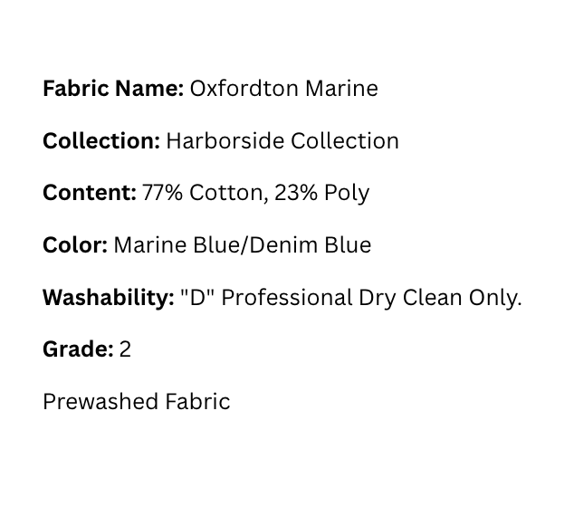 Fabric Swatch: Oxfordton Marine - Harborside Collection - coastal inspired home furnishing