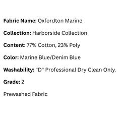 Fabric Swatch: Oxfordton Marine - Harborside Collection - coastal inspired home furnishing