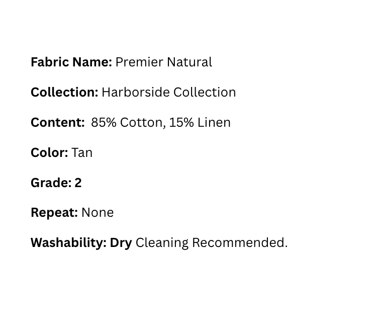 Fabric Swatch: Premier Natural - Harborside Collection - Our Boat House