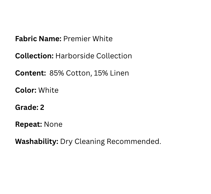 Fabric Swatch: Premier White - Harborside Collection - Our Boat House