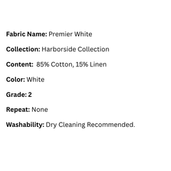 Fabric Swatch: Premier White - Harborside Collection - Our Boat House