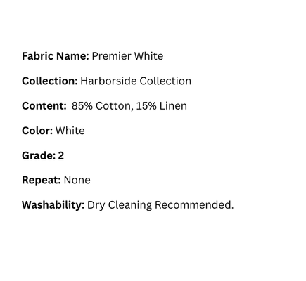 Fabric Swatch: Premier White - Harborside Collection - Our Boat House