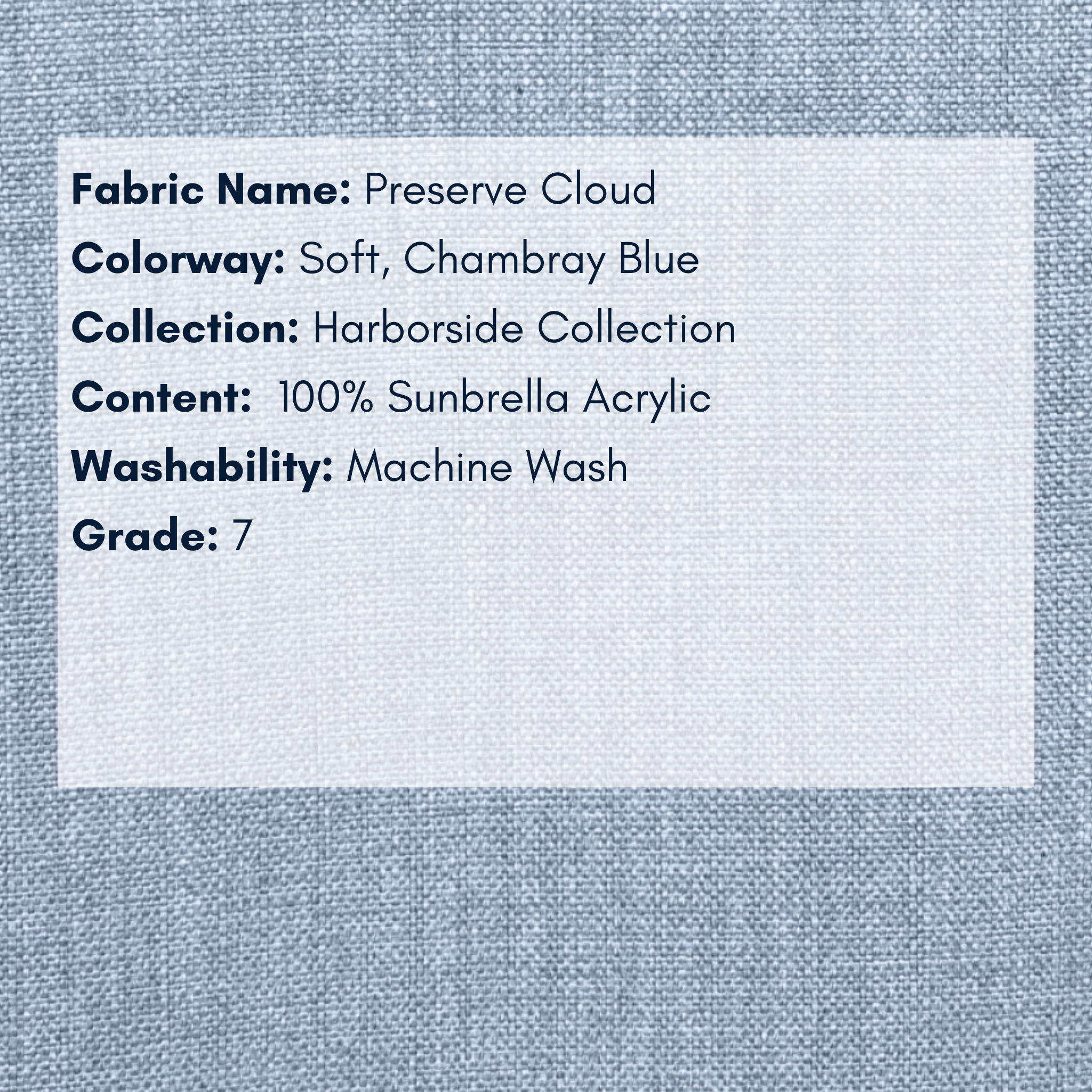Fabric Swatch: Preserve Cloud - Harborside Collection - coastal inspired home furnishing