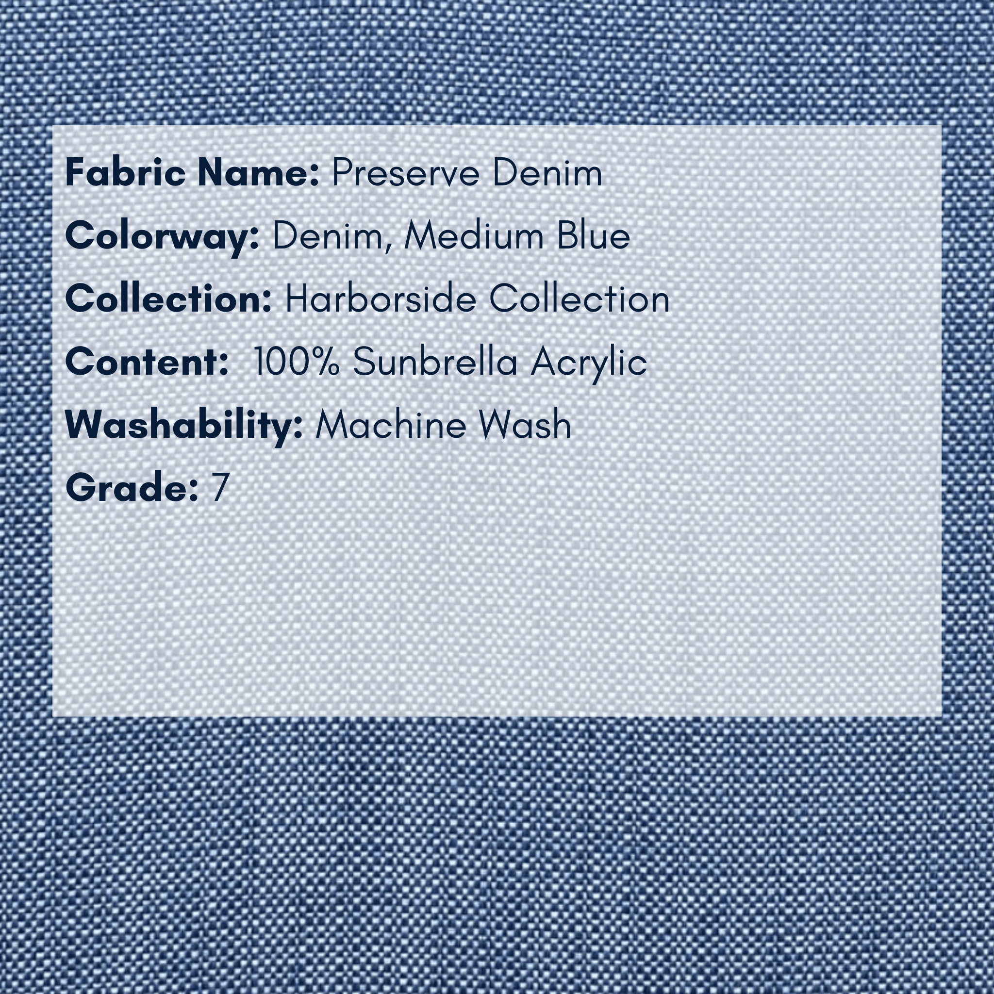 Fabric Swatch: Preserve Denim - Harborside Collection - coastal inspired home furnishing