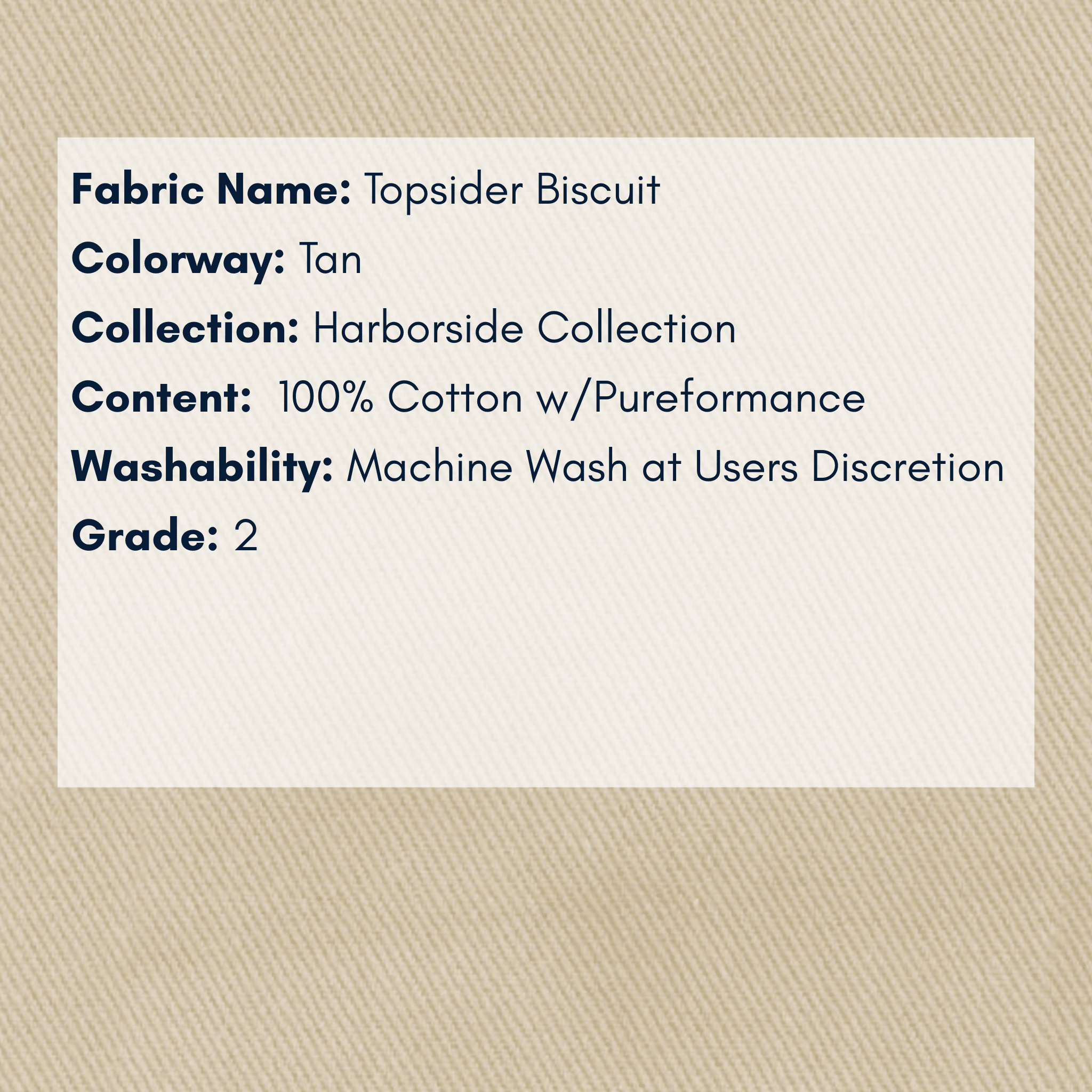 Fabric Swatch: Topsider Biscuit - Harborside Collection - coastal inspired home furnishing