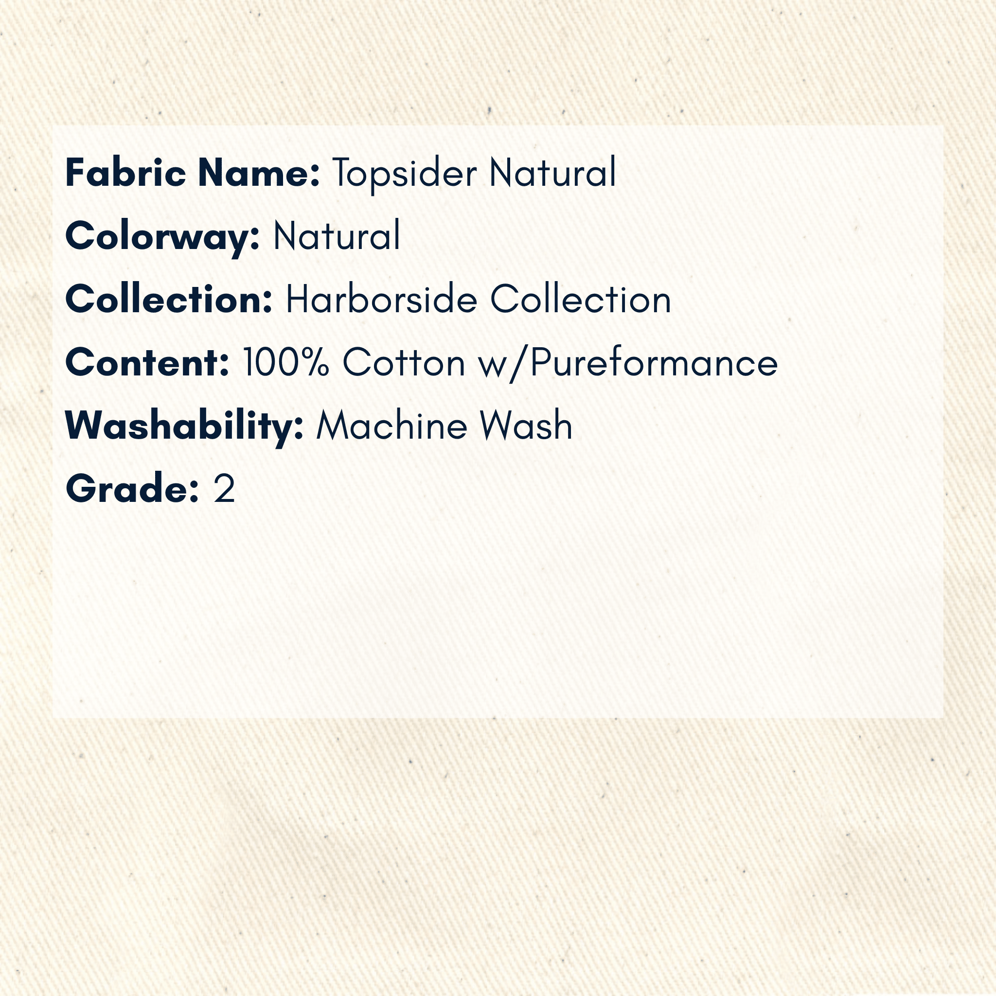 Fabric Swatch: Topsider Natural - Harborside Collection - coastal inspired home furnishing