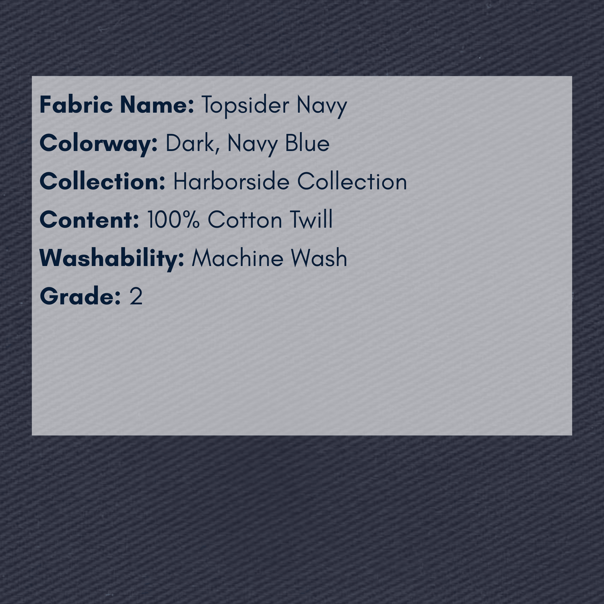 Fabric Swatch: Topsider Navy - Harborside Collection - coastal inspired home furnishing