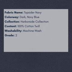 Fabric Swatch: Topsider Navy - Harborside Collection - coastal inspired home furnishing