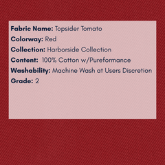 Fabric Swatch: Topsider Tomato - Harborside Collection - coastal inspired home furnishing