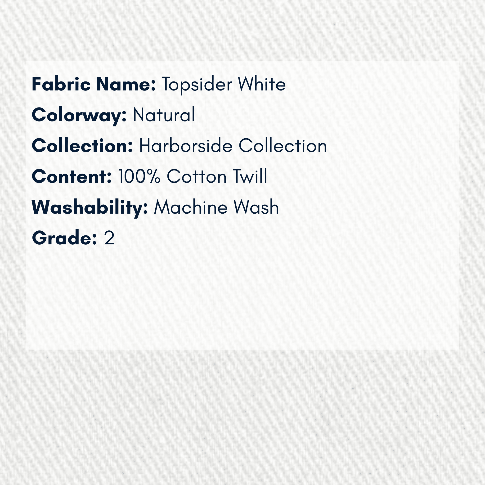 Fabric Swatch; Topsider White - Harborside Collection - Our Boat House
