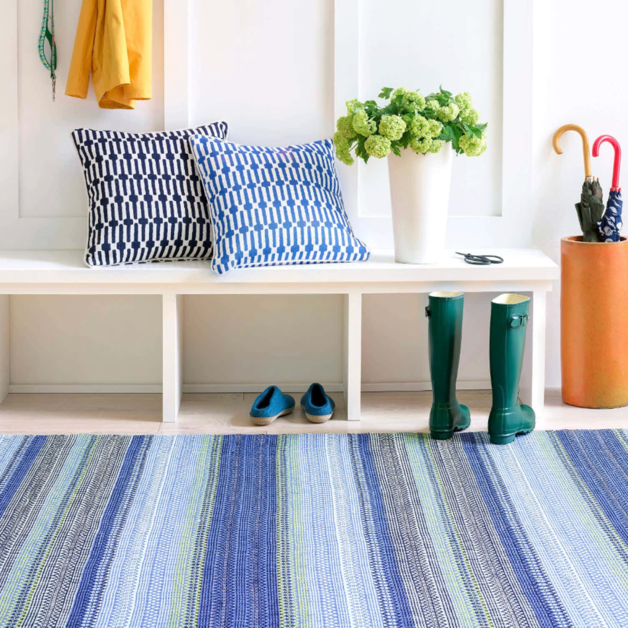 Fiesta Stripe Blue & Green - Indoor/Outdoor Rug - Our Boat House