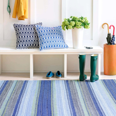 Fiesta Stripe Blue & Green - Indoor/Outdoor Rug - Our Boat House