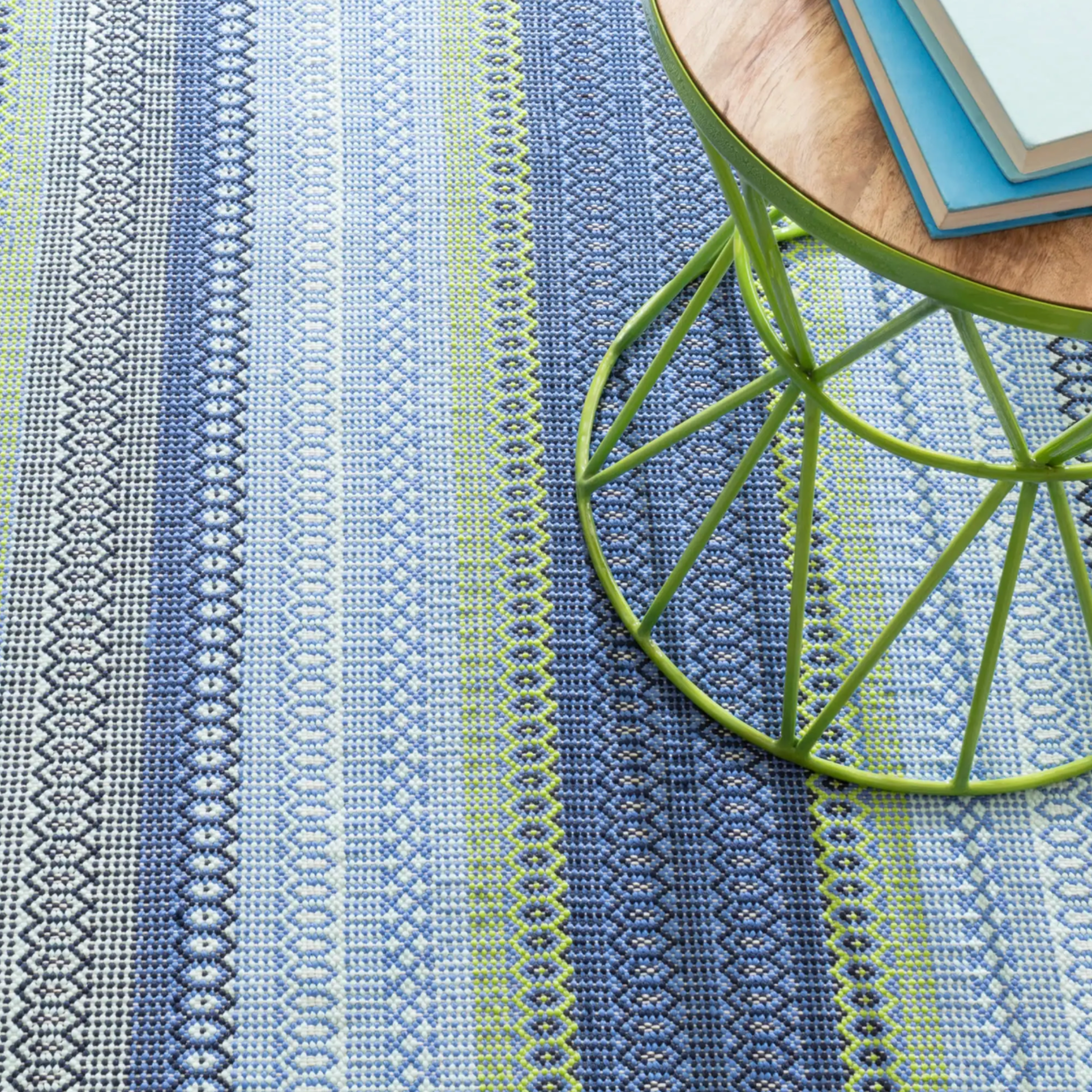 Fiesta Stripe Blue & Green - Indoor/Outdoor Rug - Our Boat House