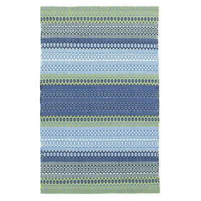 Fiesta Stripe Blue & Green - Indoor/Outdoor Rug - Our Boat House