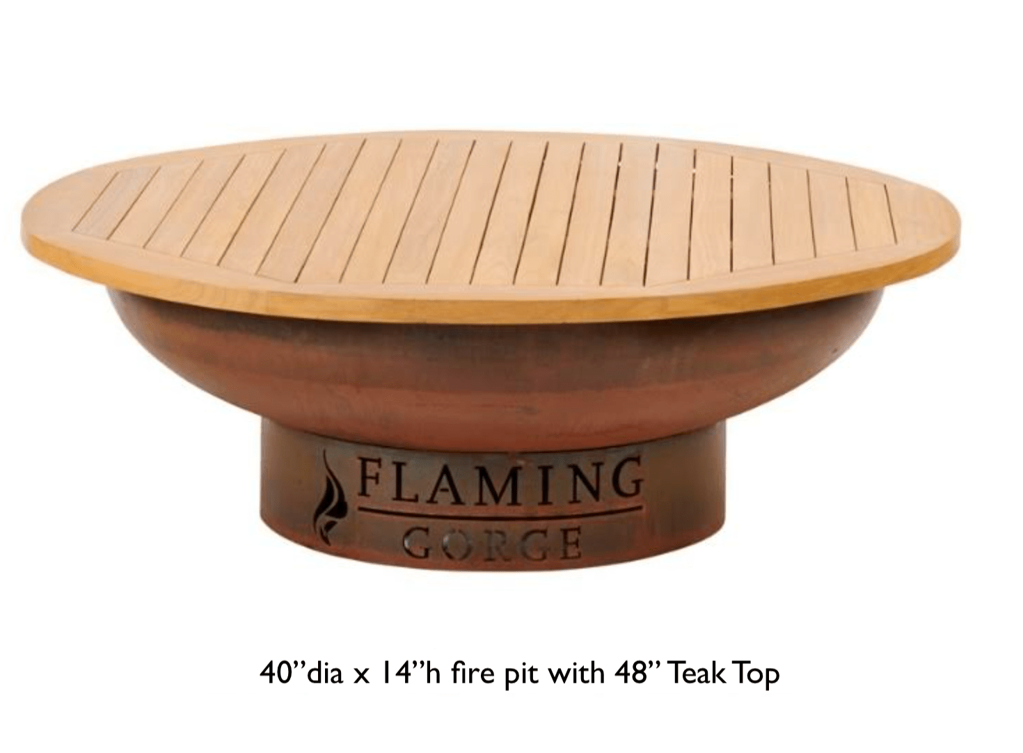 Flaming Gorge Gobi Steel Fire Pit & Teak Top Flaming Gorge Gobi Steel Fire Pit & Teak Top