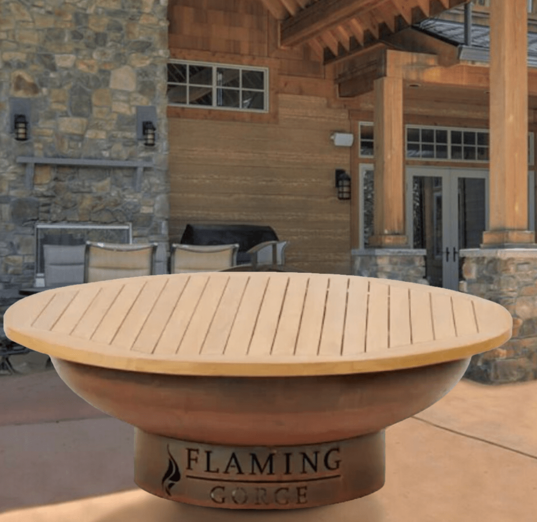 Flaming Gorge Gobi Steel Fire Pit & Teak Top Flaming Gorge Gobi Steel Fire Pit & Teak Top