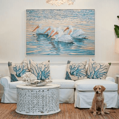 Floating White Pelicans Giclee - Our Boat House