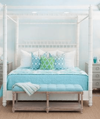 Four Poster Bamboo Bed in Fresh White - Our Boat House