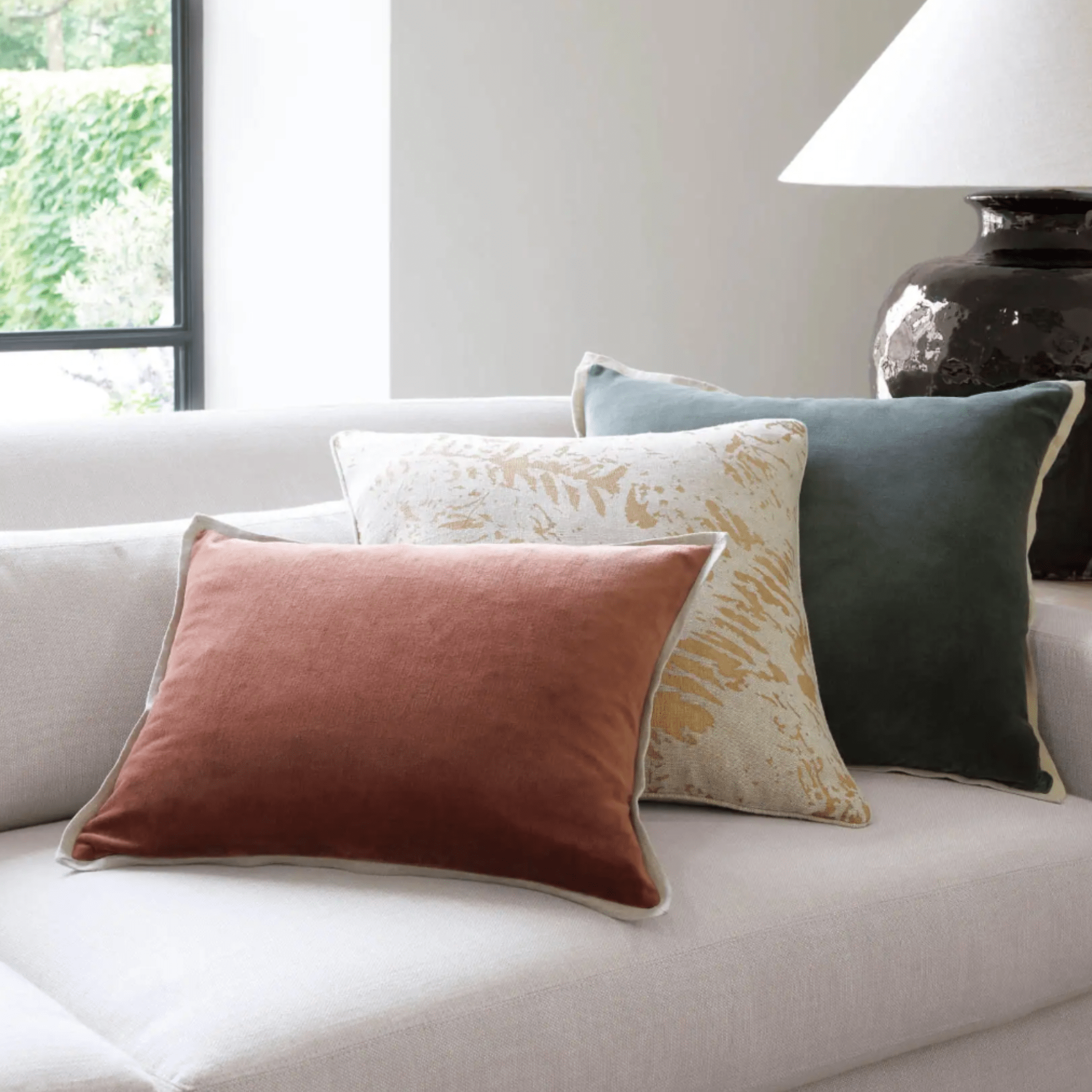 Gehry Velvet/Linen Decorative Pillow Cover - Russet - coastal inspired home furnishing