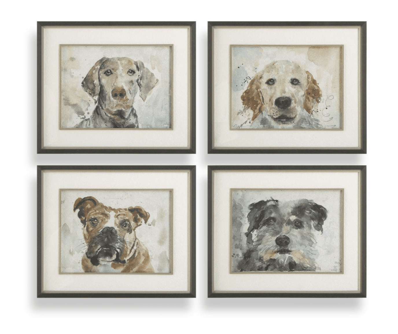 Gentle Paws Framed Art - Watercolor Dog s/4 - Our Boat House