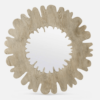 Gower Flat Pine Whitewashed Round Mirror - Our Boat House