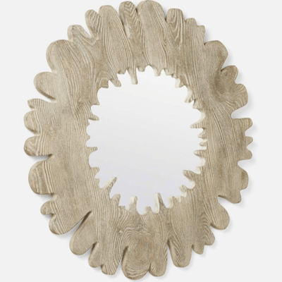 Gower Flat Pine Whitewashed Round Mirror - Our Boat House