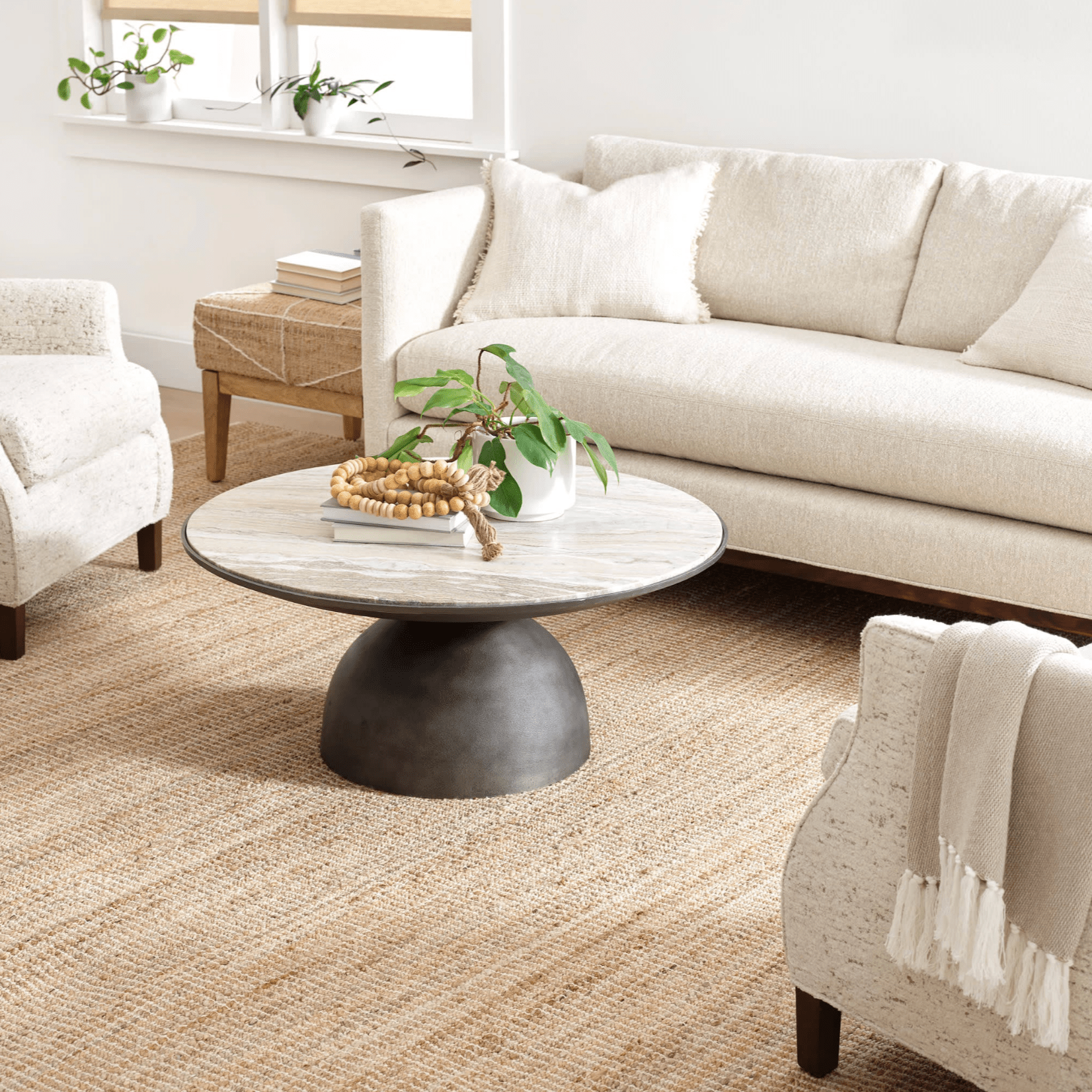 Gridwork Handwoven Jute Rug - Ivory - Our Boat House