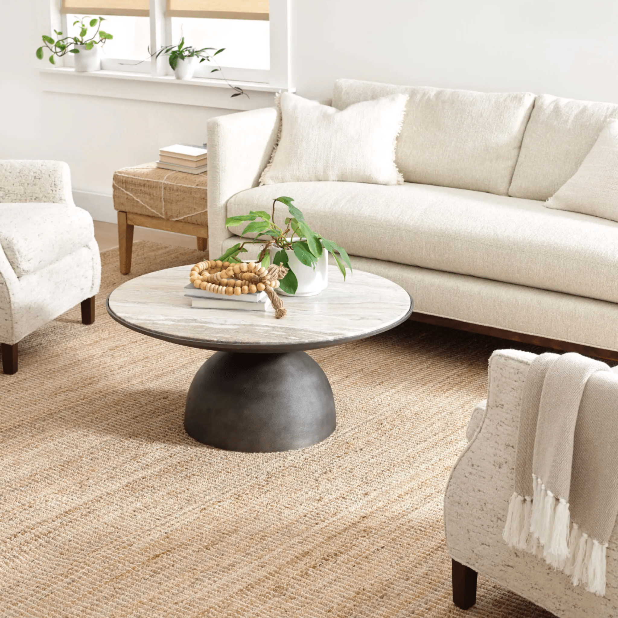 Gridwork Handwoven Jute Rug - Ivory - Our Boat House