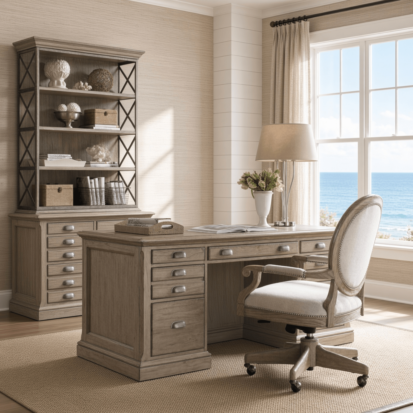 Hamlin Gray Driftwood Executive Desk - Our Boat House