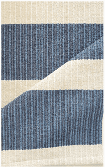 Hampton PVC Rug - Laila: Steel Blue & Beige Stripe 10'1