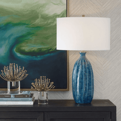 Hampton Bay Blue Lamp - coastal inspired home furnishing lifestyle