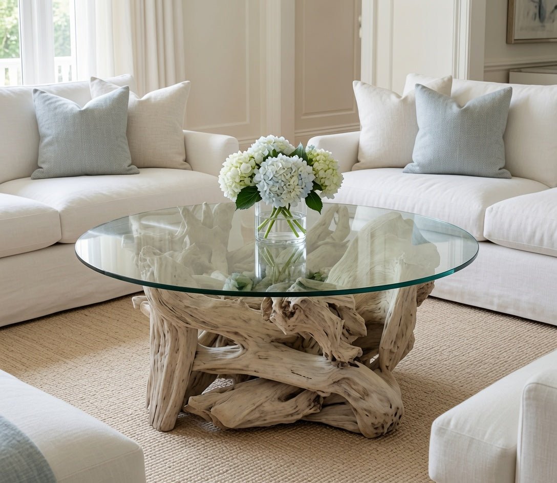 Hampton Driftwood Coffee Table Base for Round Top - Multiple Size Options - Our Boat House