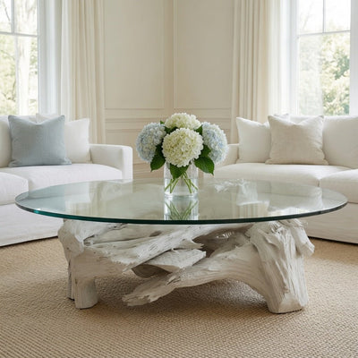 Hampton Driftwood Coffee Table Base for Round Top - Multiple Size Options - Our Boat House