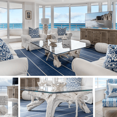 Hampton Driftwood Coffee Table Base for Square Top - Multiple Size Options - Our Boat House