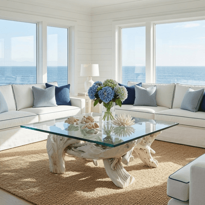 Hampton Driftwood Coffee Table Base for Square Top - Multiple Size Options - Our Boat House
