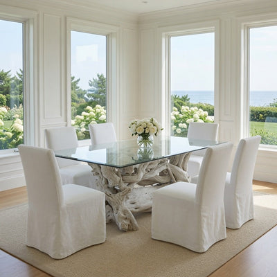 Hampton Driftwood Dining Base to accommodate Rectangular Glass Top - Multiple Sizes - Our Boat House