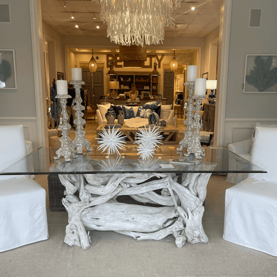 Hampton Driftwood Dining Base to accommodate Rectangular Glass Top - Multiple Sizes - Our Boat House