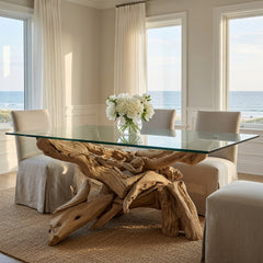 Hampton Driftwood Dining Base to accommodate Rectangular Glass Top - Multiple Sizes - Our Boat House